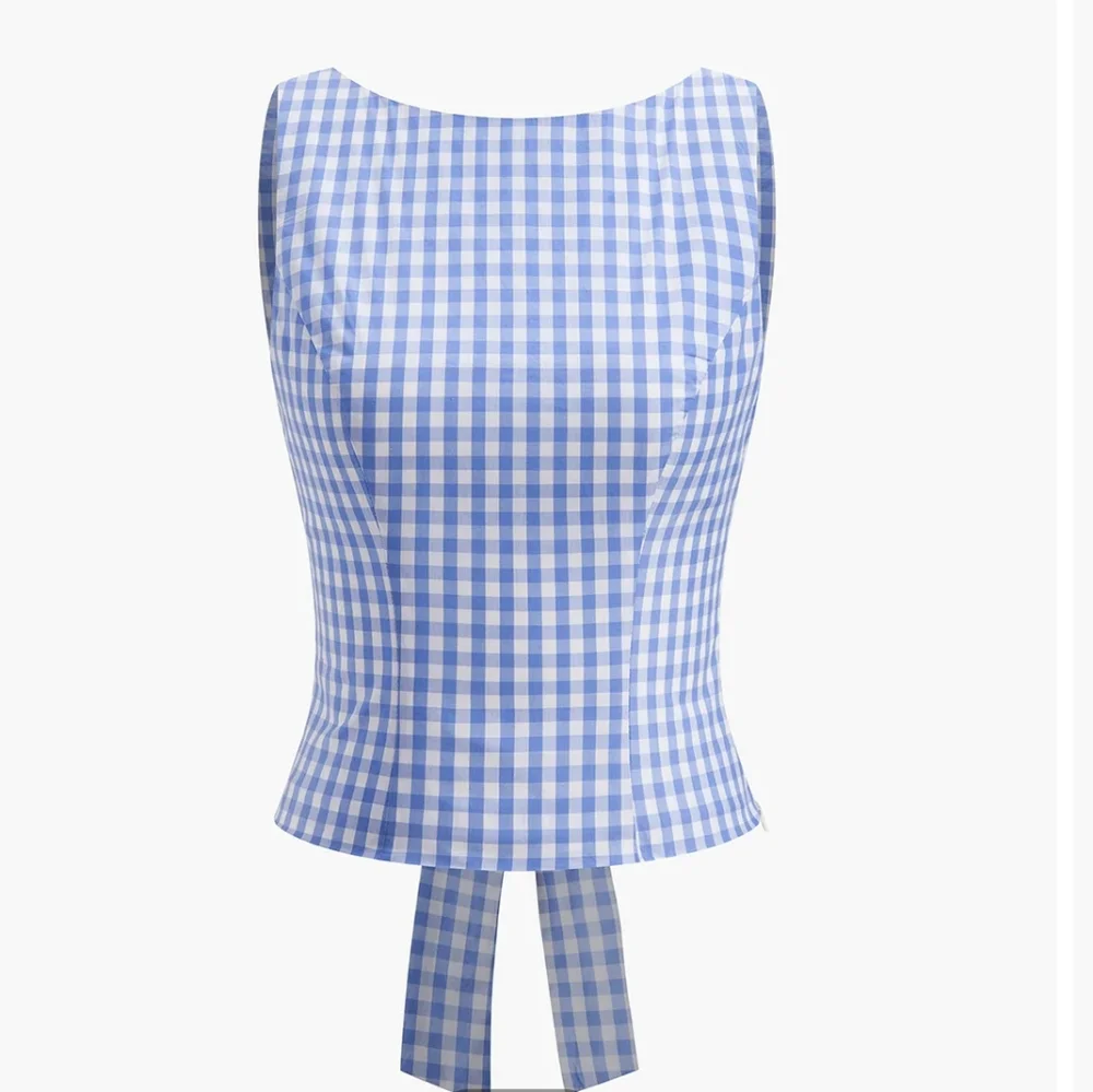 NWT Commense Checkerboard Bow Back Crop Top Size Large - Picture 2 of 14